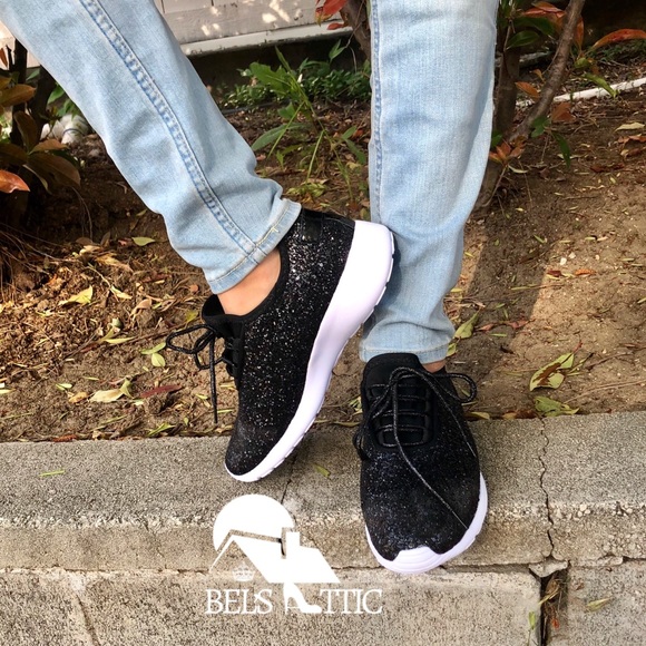 Black Sparkling Glitter Sneaker Kicks - Picture 7 of 8